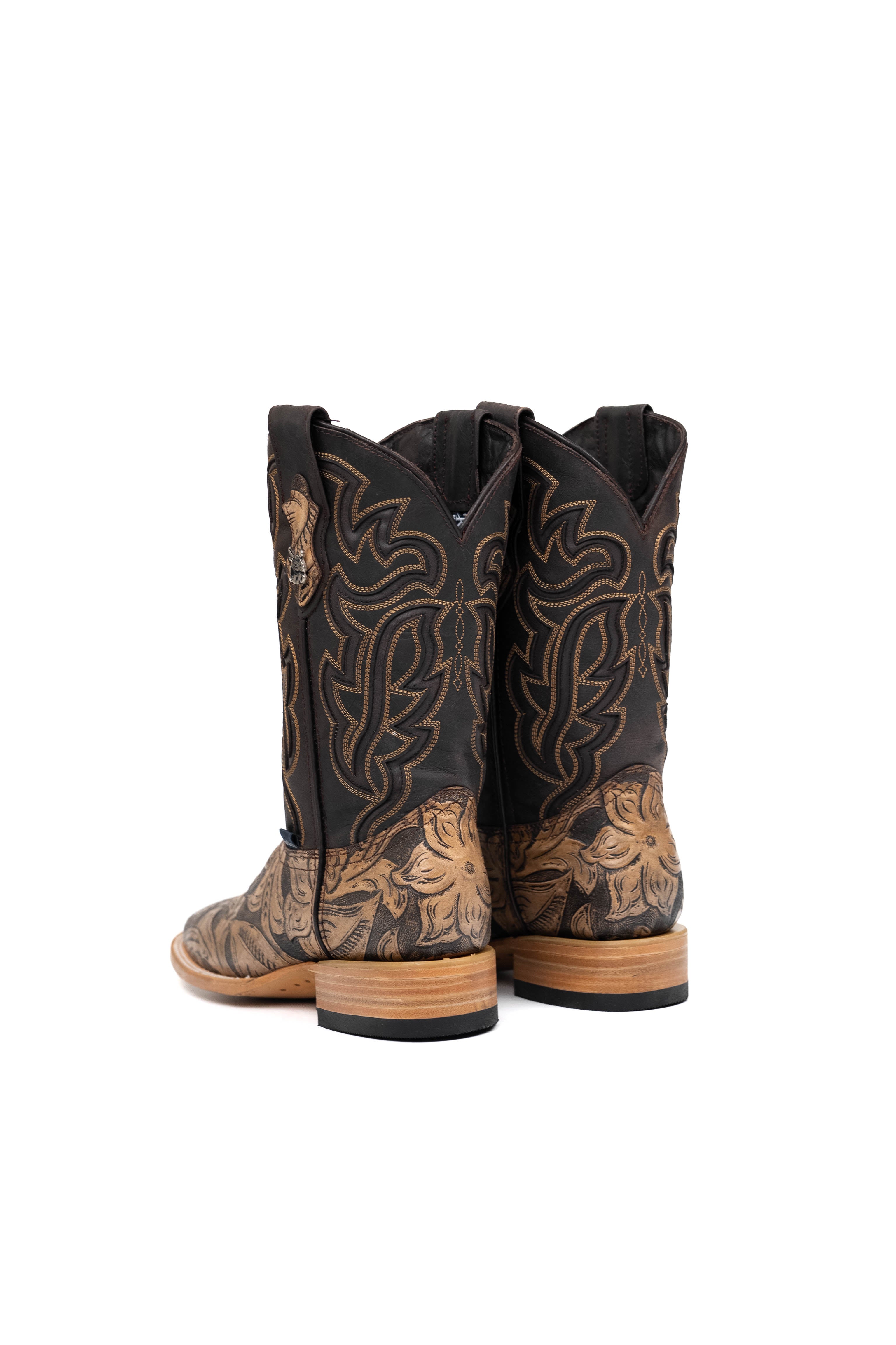 Bruce Tooled Flower Square Toe Cowboy Boot