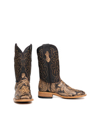 Bruce Tooled Flower Square Toe Cowboy Boot