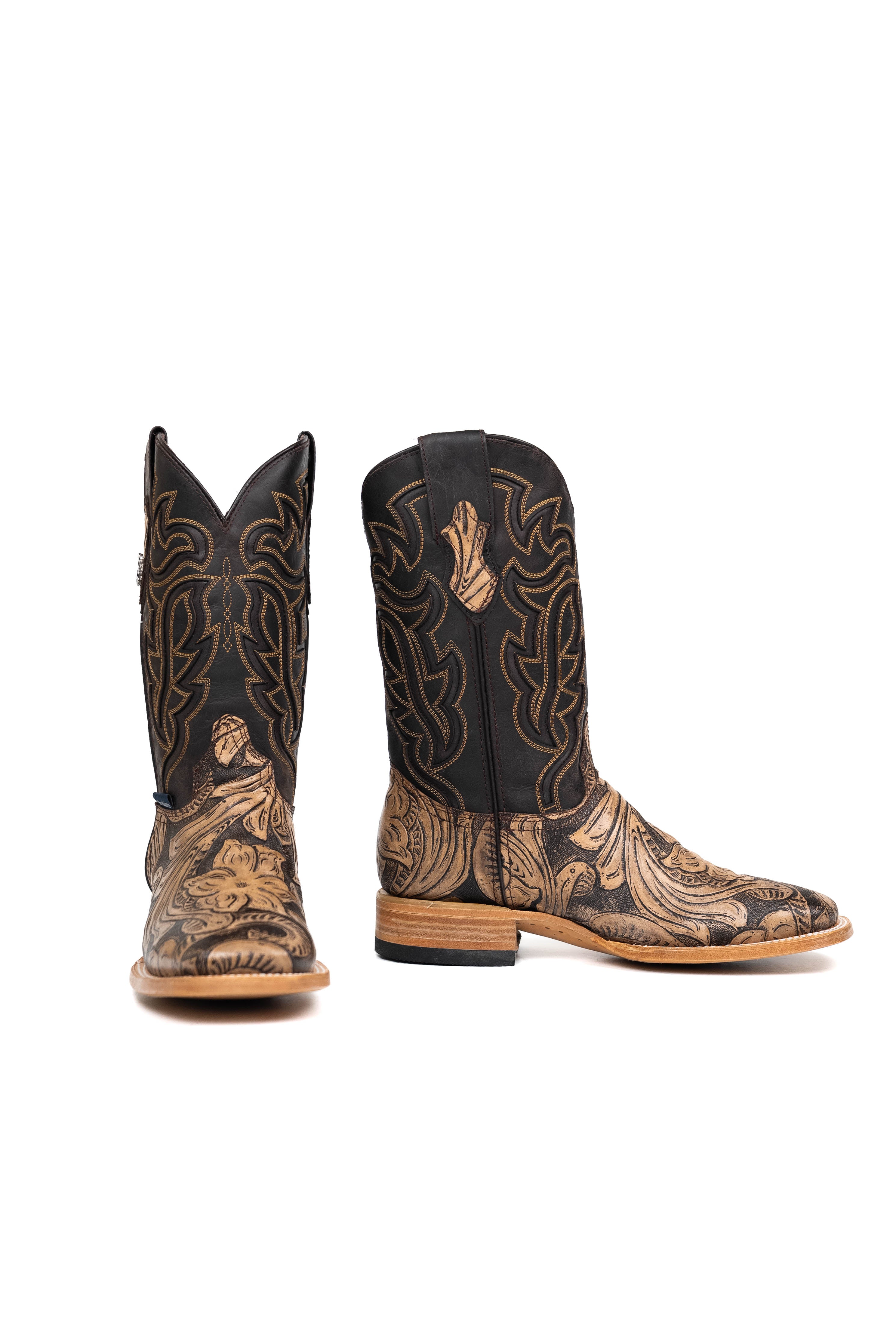 Bruce Tooled Flower Square Toe Cowboy Boot