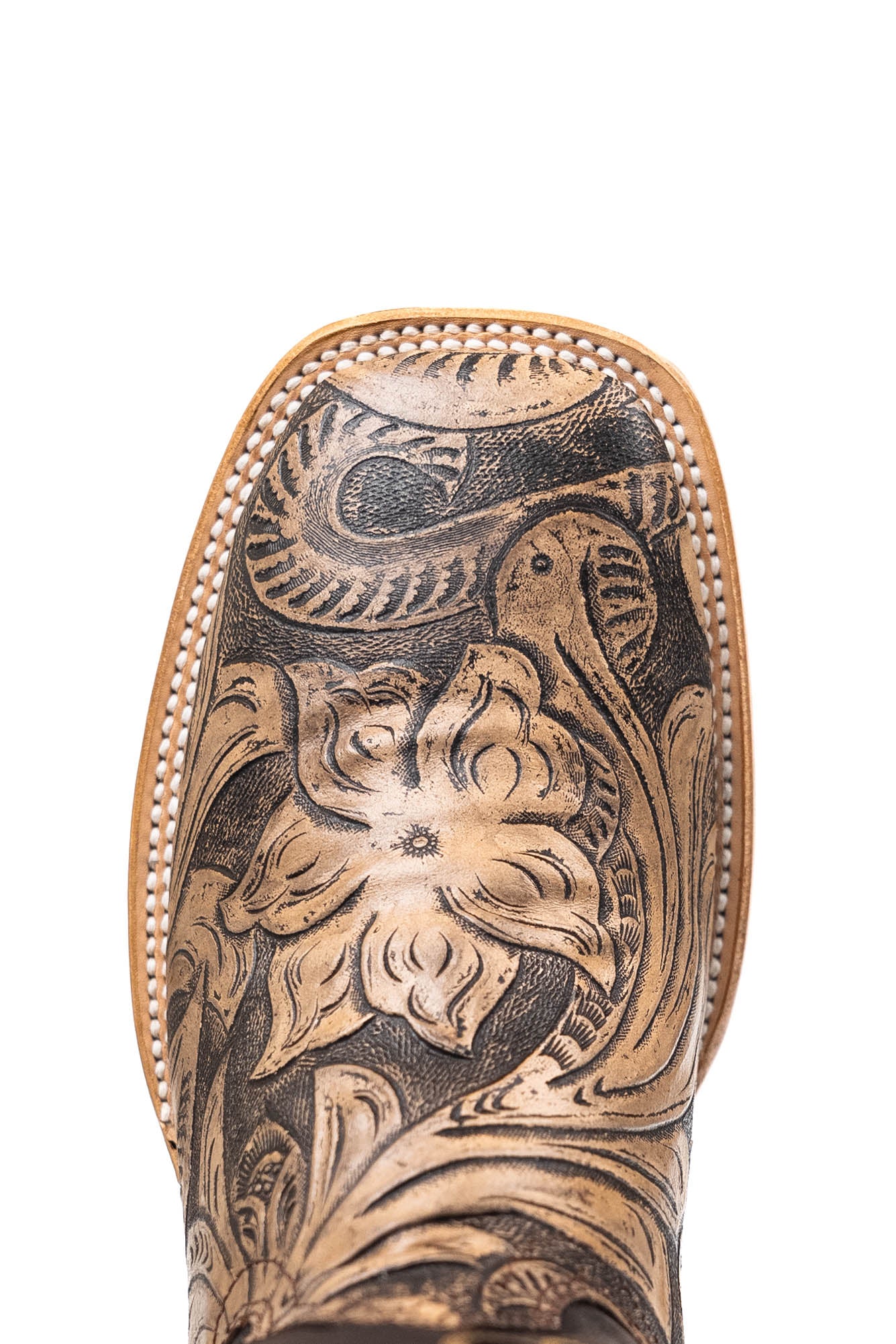 Bruce Tooled Flower Square Toe Cowboy Boot