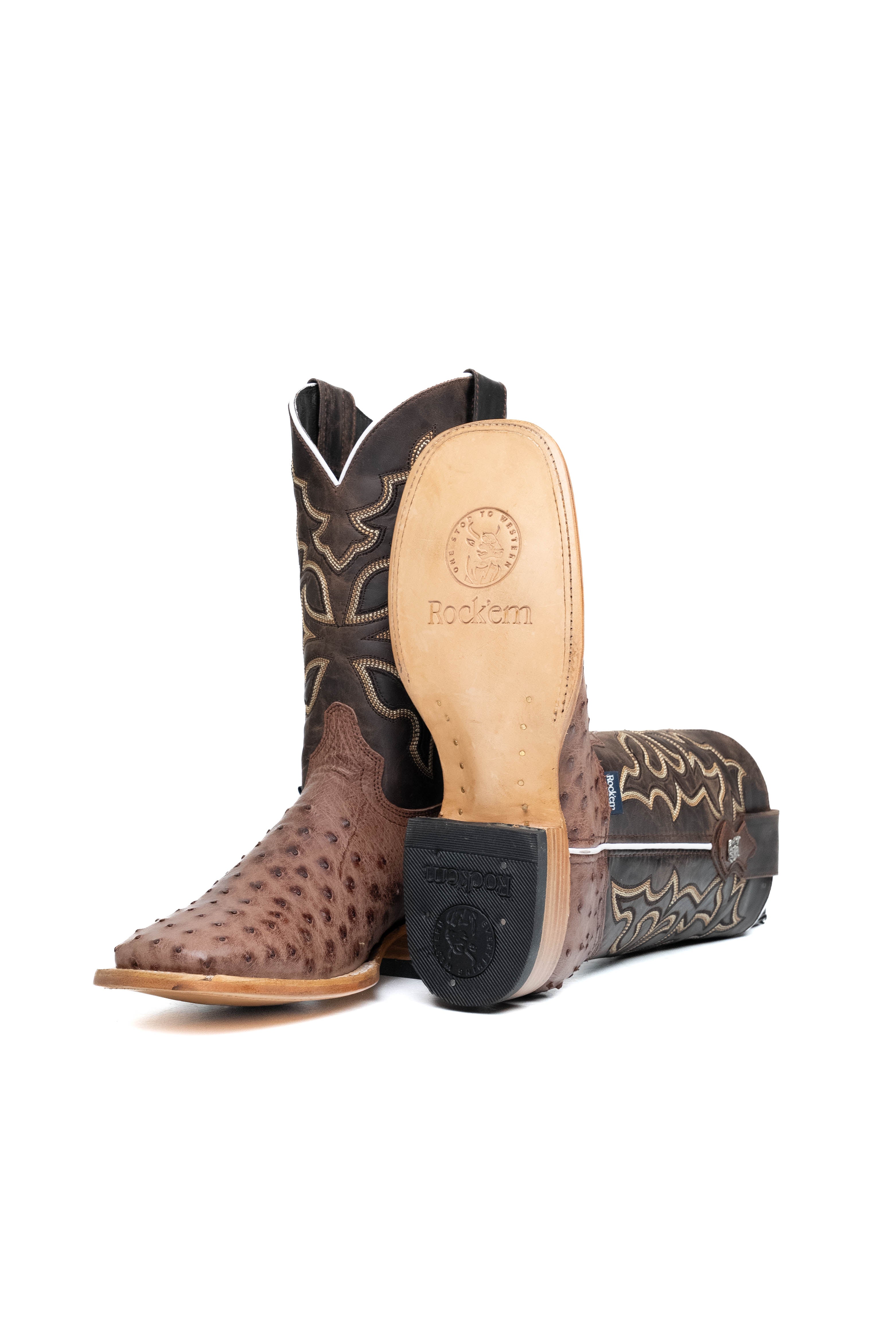 Lucas Exotic Ostrich Square Toe Cowboy Boot