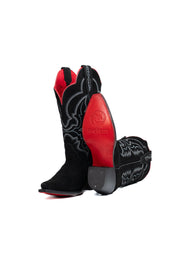 Iris Suede Red Bottom Wide Calf Snip Toe Cowgirl Boot