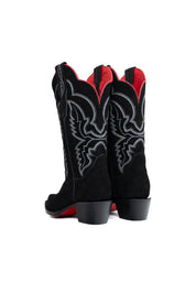 Iris Suede Red Bottom Wide Calf Snip Toe Cowgirl Boot
