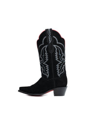 Iris Suede Red Bottom Wide Calf Snip Toe Cowgirl Boot