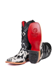 Prescott Cowhide Red Bottom Square Toe Cowboy Boot Size 8.5 Box TM37