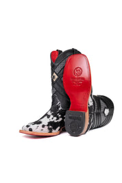 Prescott Cowhide Red Bottom Square Toe Cowboy Boot Size 8.5 Box TM39