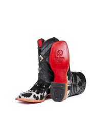 Prescott Cowhide Red Bottom Square Toe Cowboy Boot Size 8.5 Box TM40