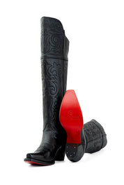 Amour Knee High Red Bottom Snip Toe Cowgirl Boot