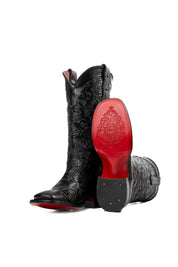 452 Mila Cincelado Red Bottom Square Toe Cowgirl Boot