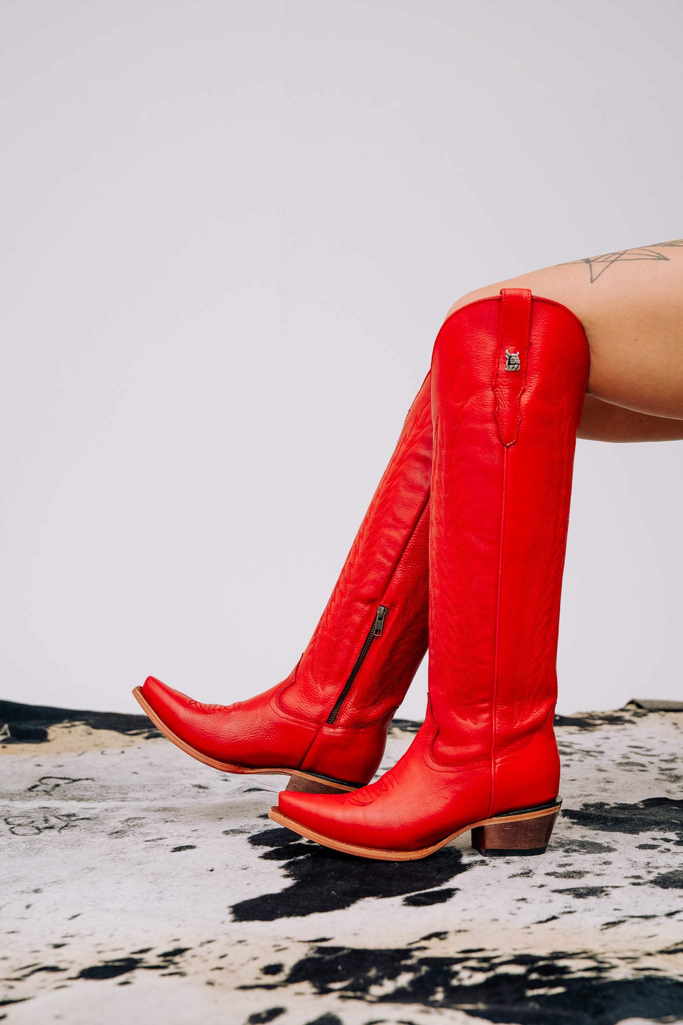 Valentina Tall Red Bottom Snip Toe Cowgirl Boot