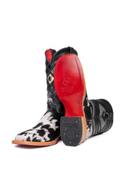 Prescott Cowhide Red Bottom Square Toe Cowboy Boot Size 6.5 Box TM5