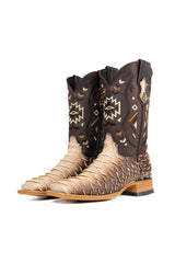 Python Saddle Brown Square Toe Cowboy Boot FINAL SALE