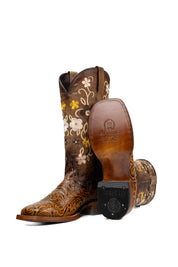 Paraiso Tooled Square Toe Cowgirl Boot