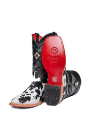 Prescott Cowhide Red Bottom Square Toe Cowboy Boot Size 9 Box TM55