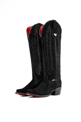 Eleanor Suede Tall Red Bottom Snip Toe Cowgirl Boot