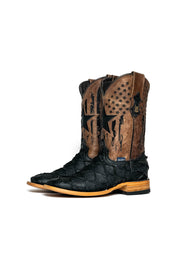 Clone Fish Pirarucu Matte Square Toe Cowboy Boot