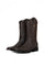 The brown Clone Python Matte Rodeo Cowboy Boot features genuine leather in matte brown, a rodeo toe, python-print vamp, brown embroidered shaft, rubber heel, and leather sole.