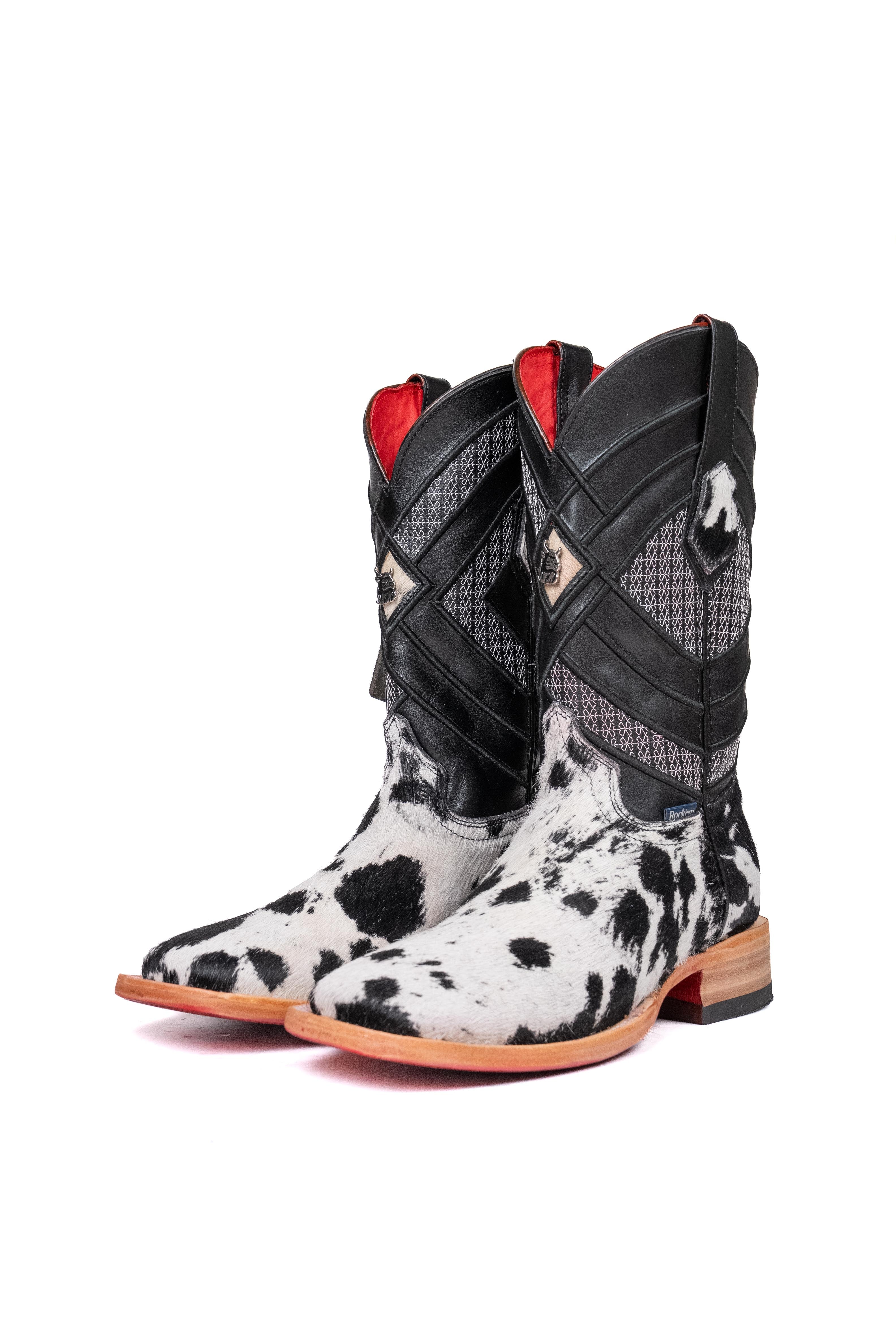 Prescott Cowhide Red Bottom Square Toe Cowboy Boot Size 6 Box TM3 – Rock'Em