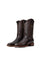 The chocolate Durango Rebel cowboy boots in genuine leather, featuring a round toe, nobuck leather vamp, brown embroidery shaft, and rubber heel.