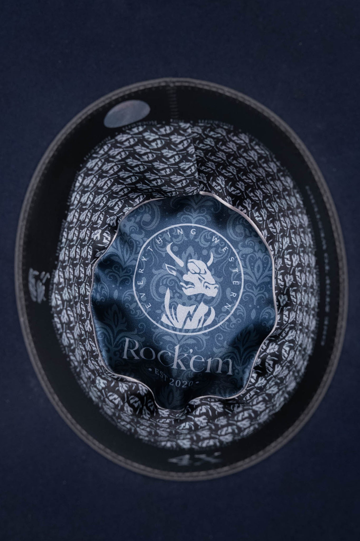 Rock'em 4X Navy Blue Open Crown Felt Cowboy Hat