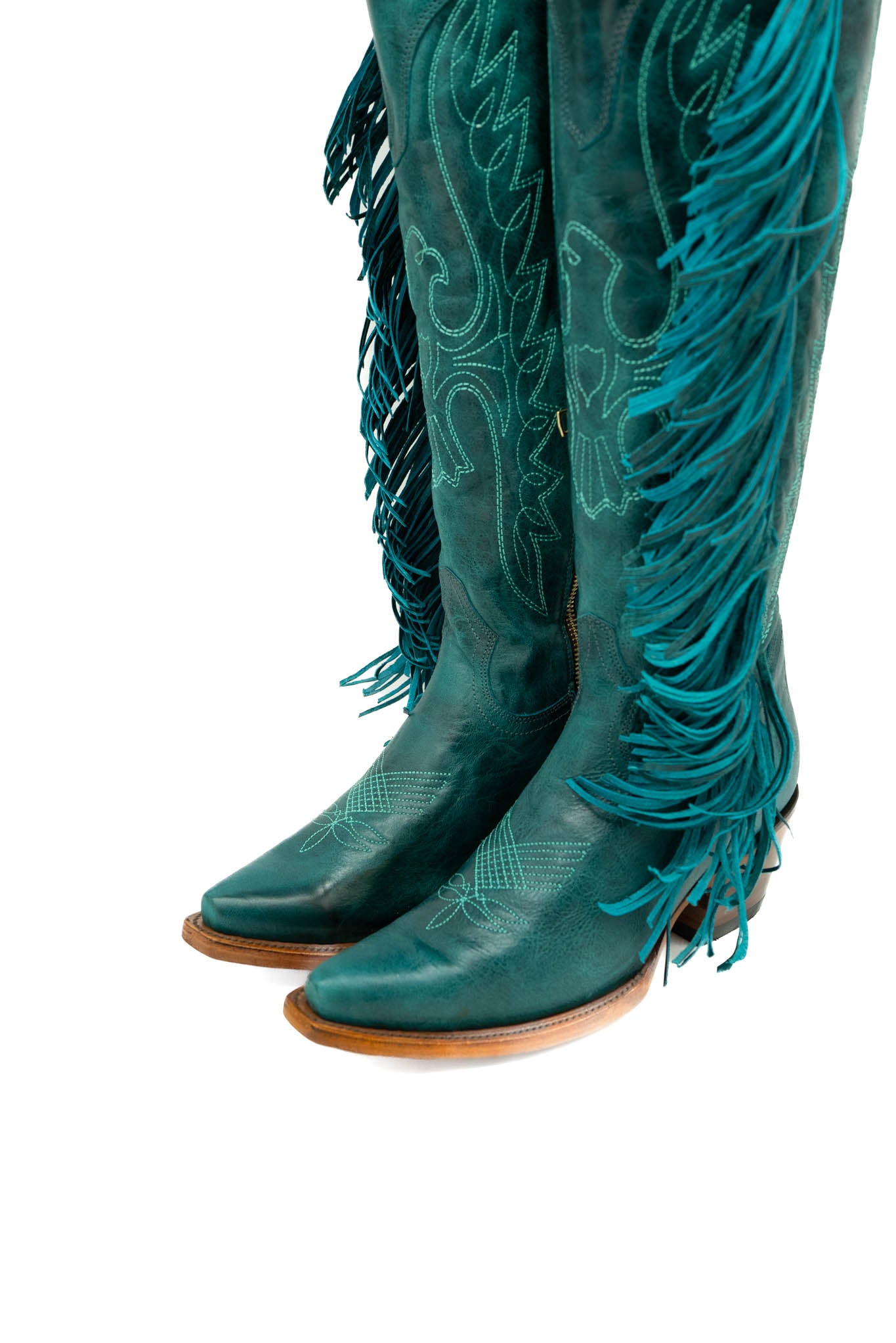 Teal store fringe boots