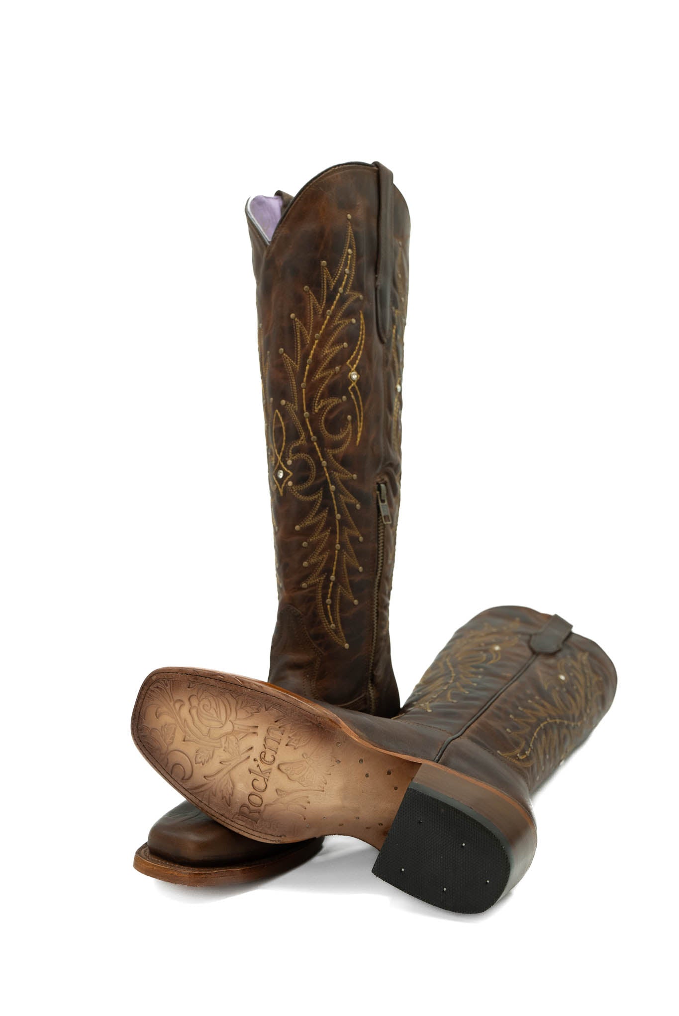Knee High Tall Square Toe Cowboy Boots Tall Cowgirl Boots For