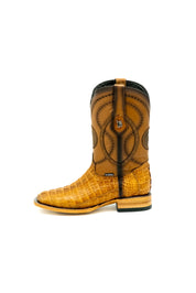 Exotic Caiman Tail Square Toe Cowboy Boot