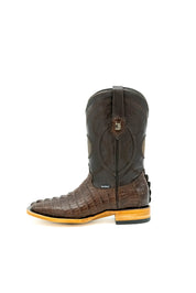 Exotic Caiman Tail Square Toe Cowboy Boot