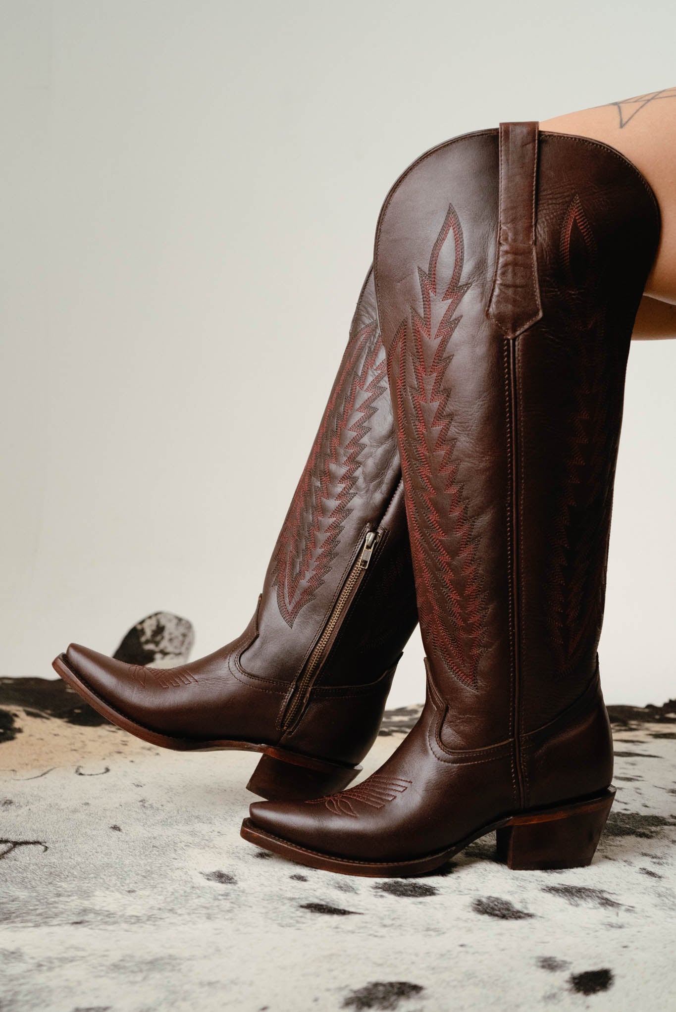 Valentina Tall Point Toe Wide Calf Friendly Cowgirl Boot