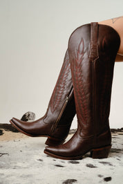 Valentina Tall Point Toe Wide Calf Friendly Cowgirl Boot