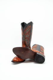 Avestruz Round Toe Cowboy Boot