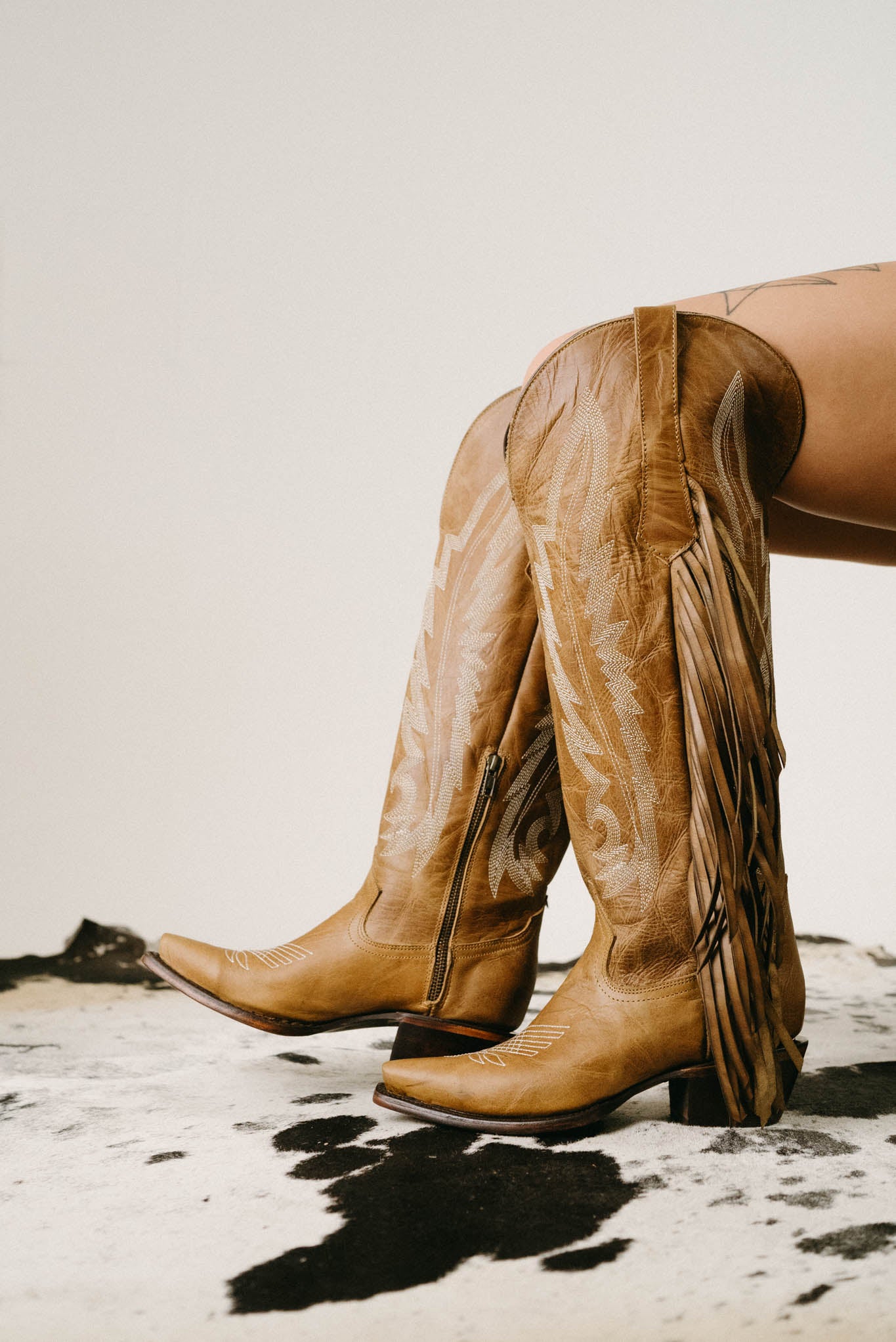 Brandy Tall Fringe Wide Calf Friendly Snip Toe Cowgirl Boot FINAL SALE