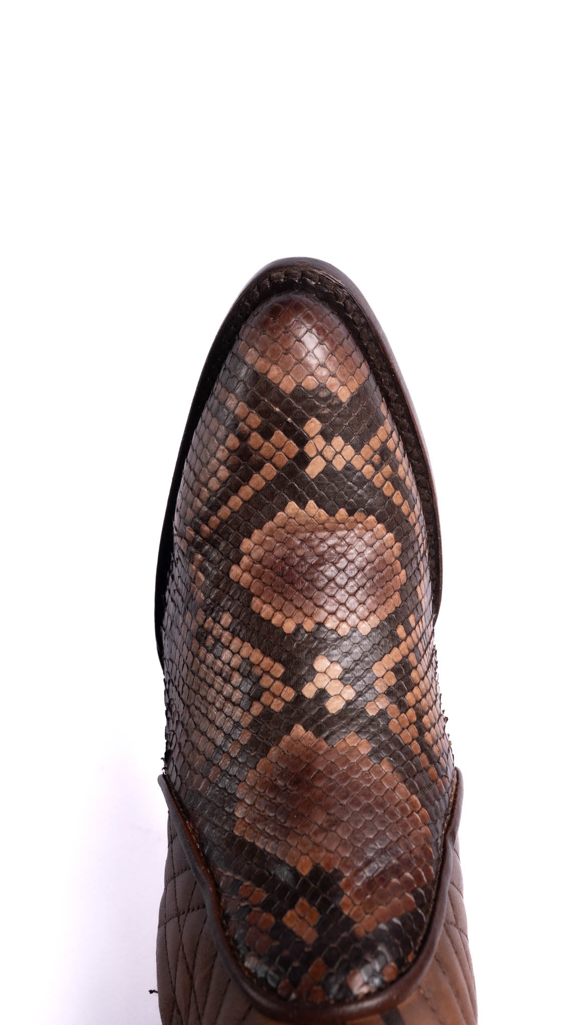 Women Cuadra CU561 LD Glazed Chestnut Python Laser & Embroidery & Woven Round Toe