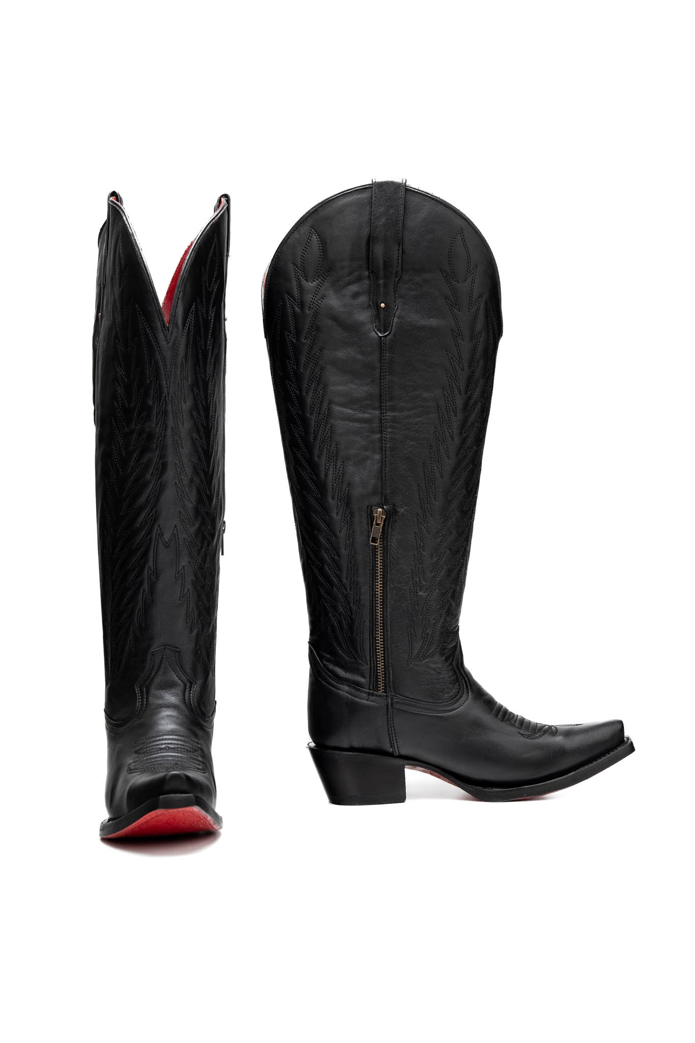 Valentina Tall Red Bottom Wide Calf Snip Toe Cowgirl Boot – Rock'Em