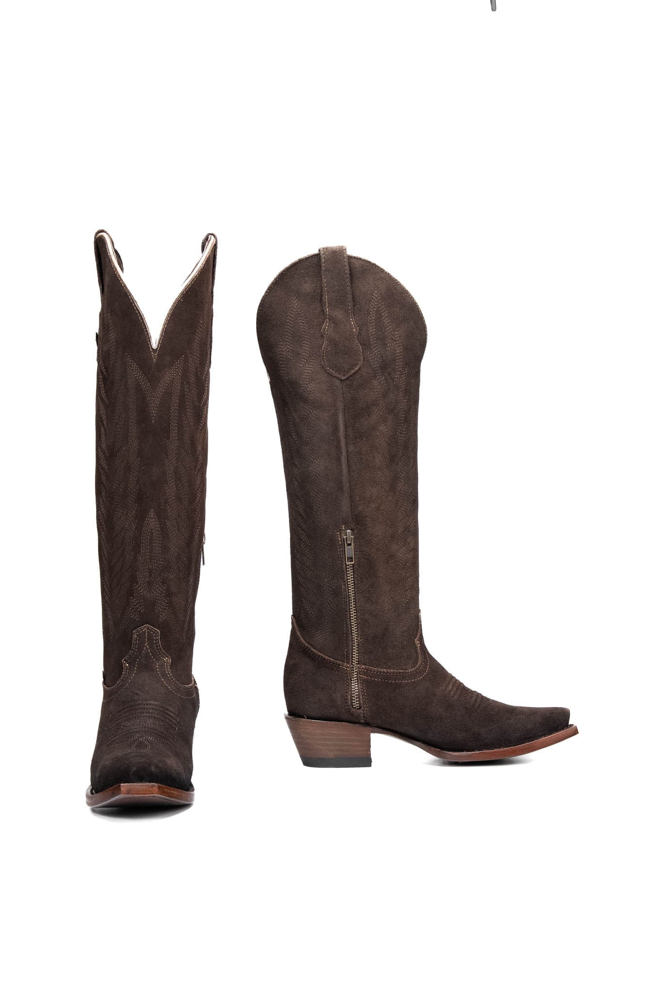 Eleanor Primavera Suede Tall Snip Toe Cowgirl Boot