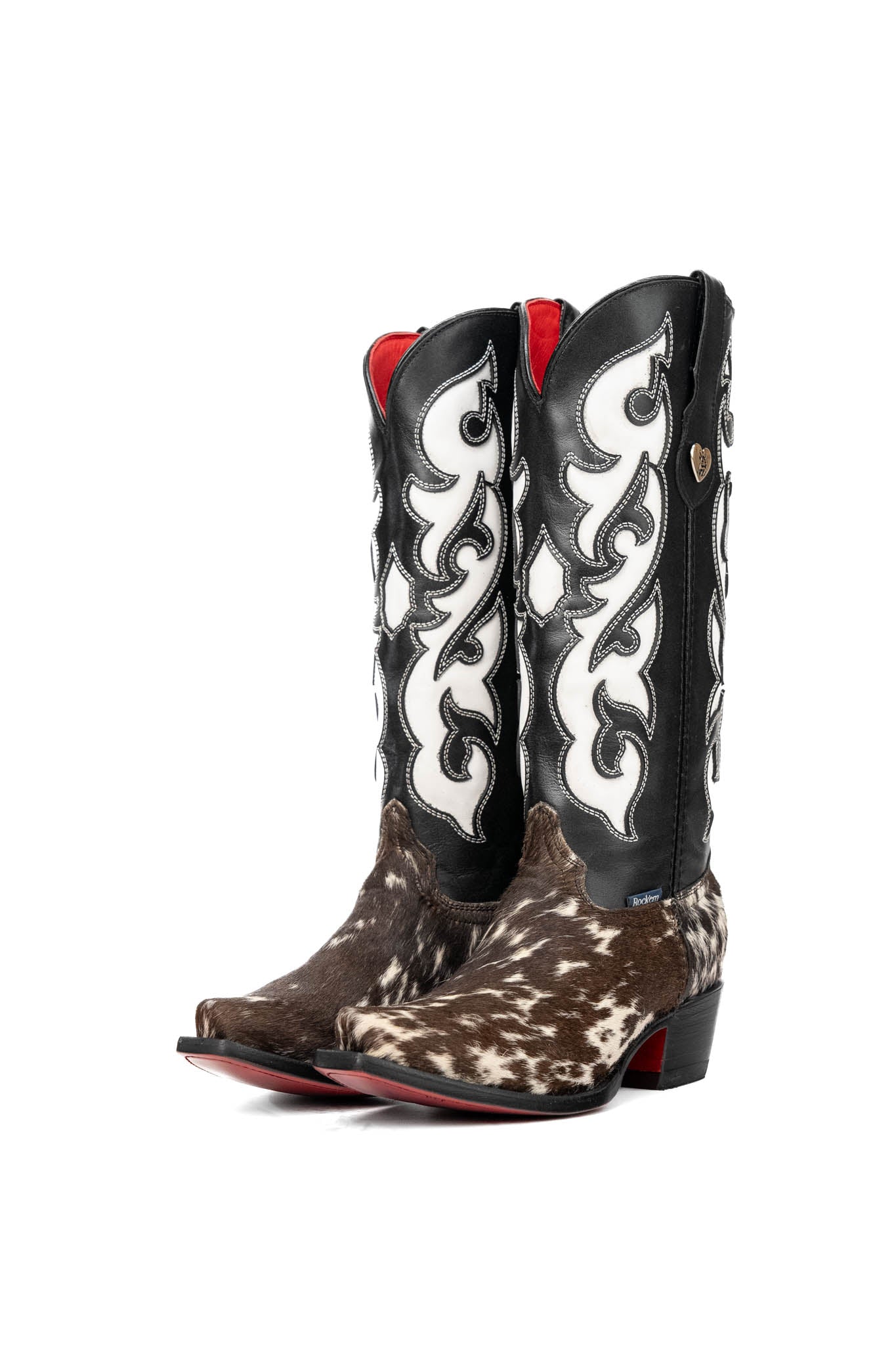 Emely Midi Cowhide Red Bottom Snip Toe Cowgirl Boot Size 8.5 Box OW64