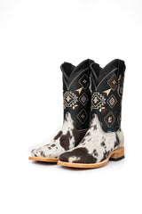 Aztec Cowhide Square Toe Cowboy Boot Size 7 Box WM6