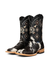 Aztec Cowhide Square Toe Cowboy Boot Size 10.5 Box WM66