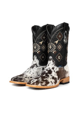 Aztec Cowhide Square Toe Cowboy Boot Size 10.5 Box WM69