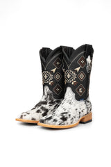 Aztec Cowhide Square Toe Cowboy Boot Size 7 Box WM10