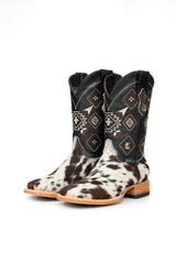 Aztec Cowhide Square Toe Cowboy Boot Size 7 Box WM11