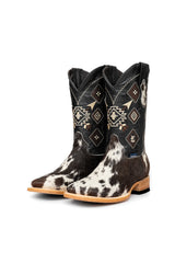 Aztec Cowhide Square Toe Cowboy Boot Size 8 Box WM19