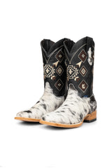 Aztec Cowhide Square Toe Cowboy Boot Size 8.5 Box WM26