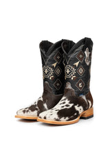 Aztec Cowhide Square Toe Cowboy Boot Size 8.5 Box WM28