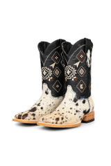 Aztec Cowhide Square Toe Cowboy Boot Size 8.5 Box WM32