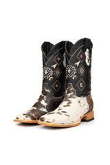 Aztec Cowhide Square Toe Cowboy Boot Size 9 Box WM35