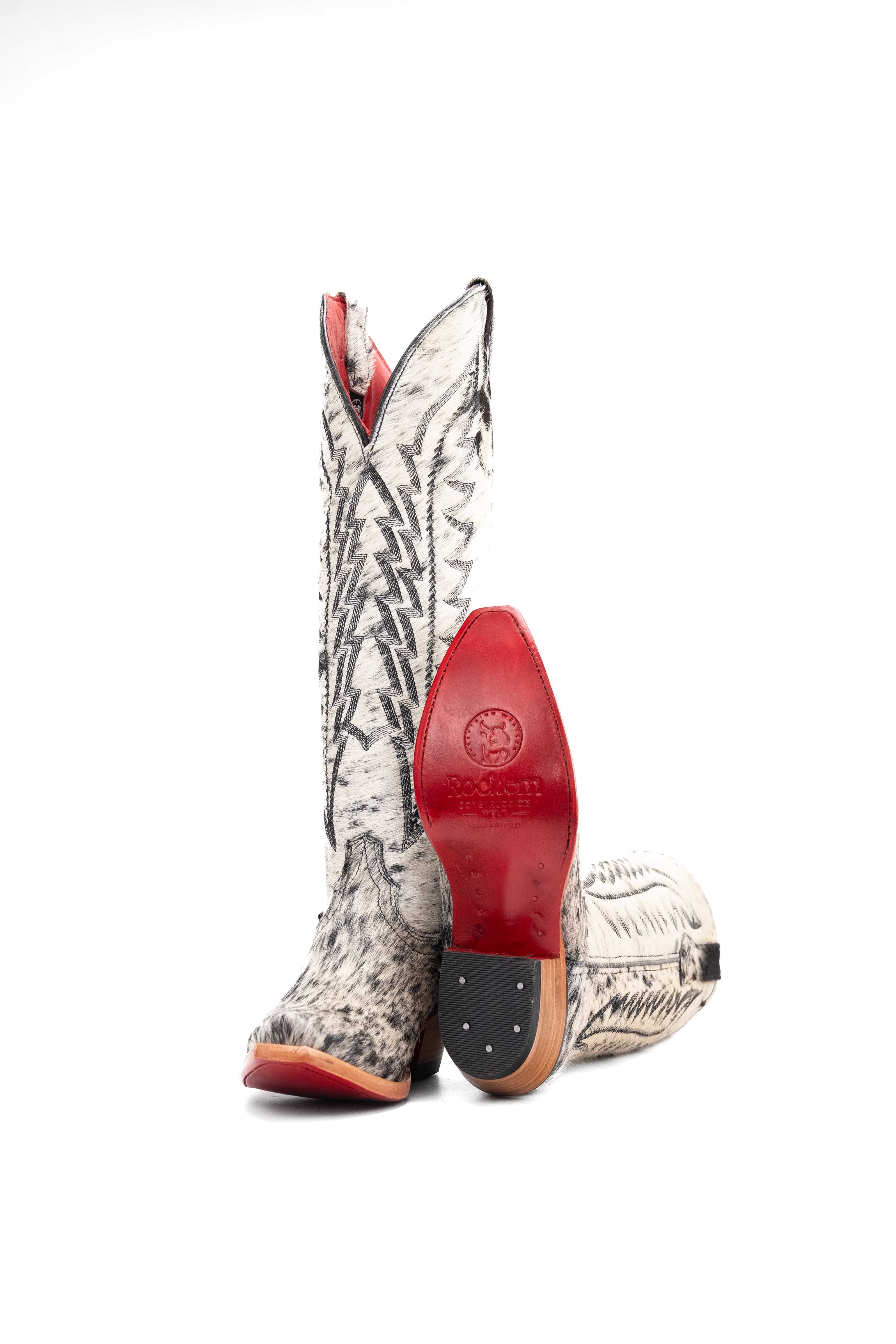 Women's Tall Red Bottom Cowhide Snip Toe Cowgirl Boot Size 7 Box PW38