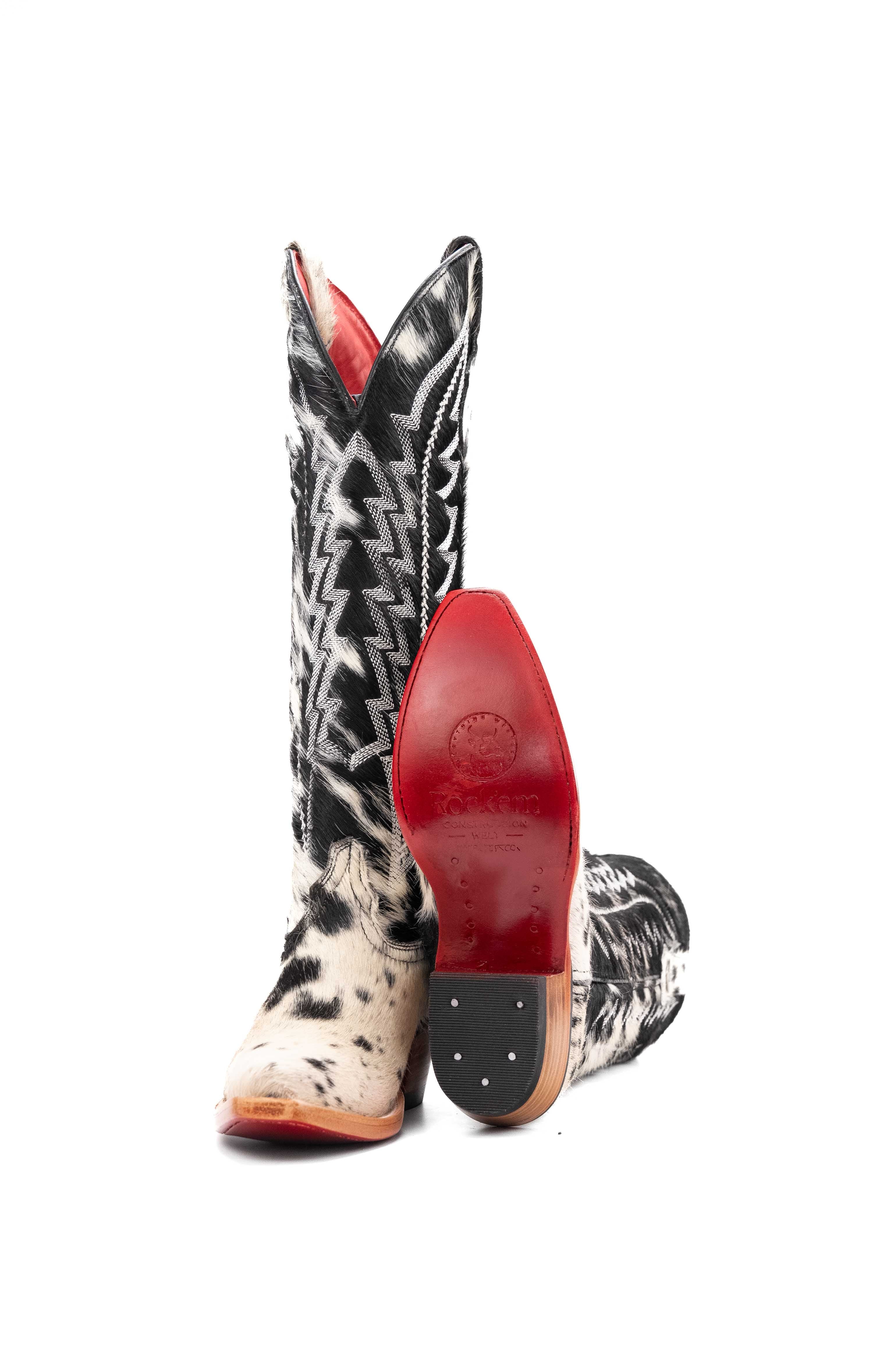 Women's Tall Red Bottom Cowhide Snip Toe Cowgirl Boot Size 5.5 Box PW31