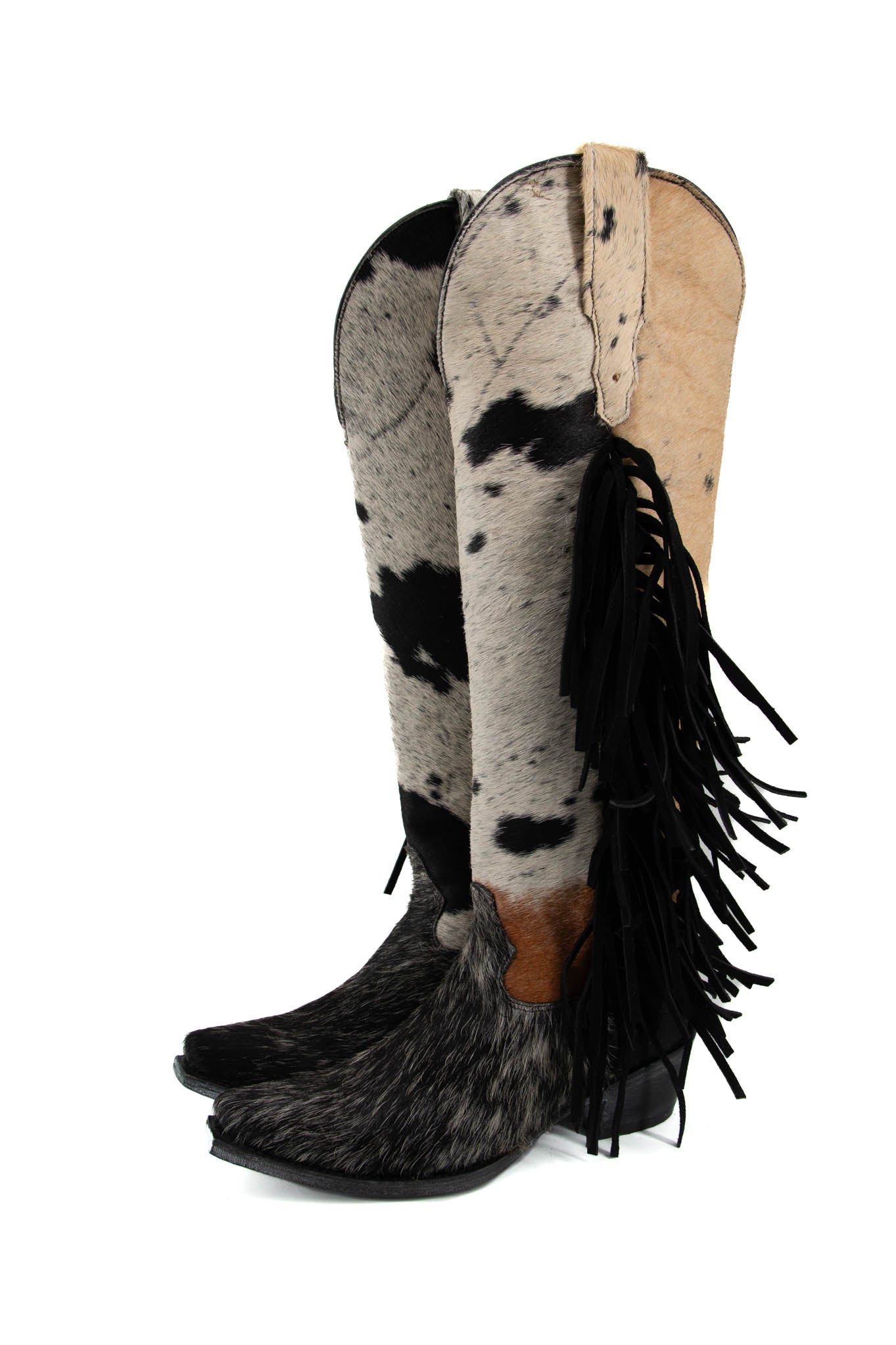 Pelo de Vaca Tall Fringe Cowhide Boot Size 6 1/2 Box 2A