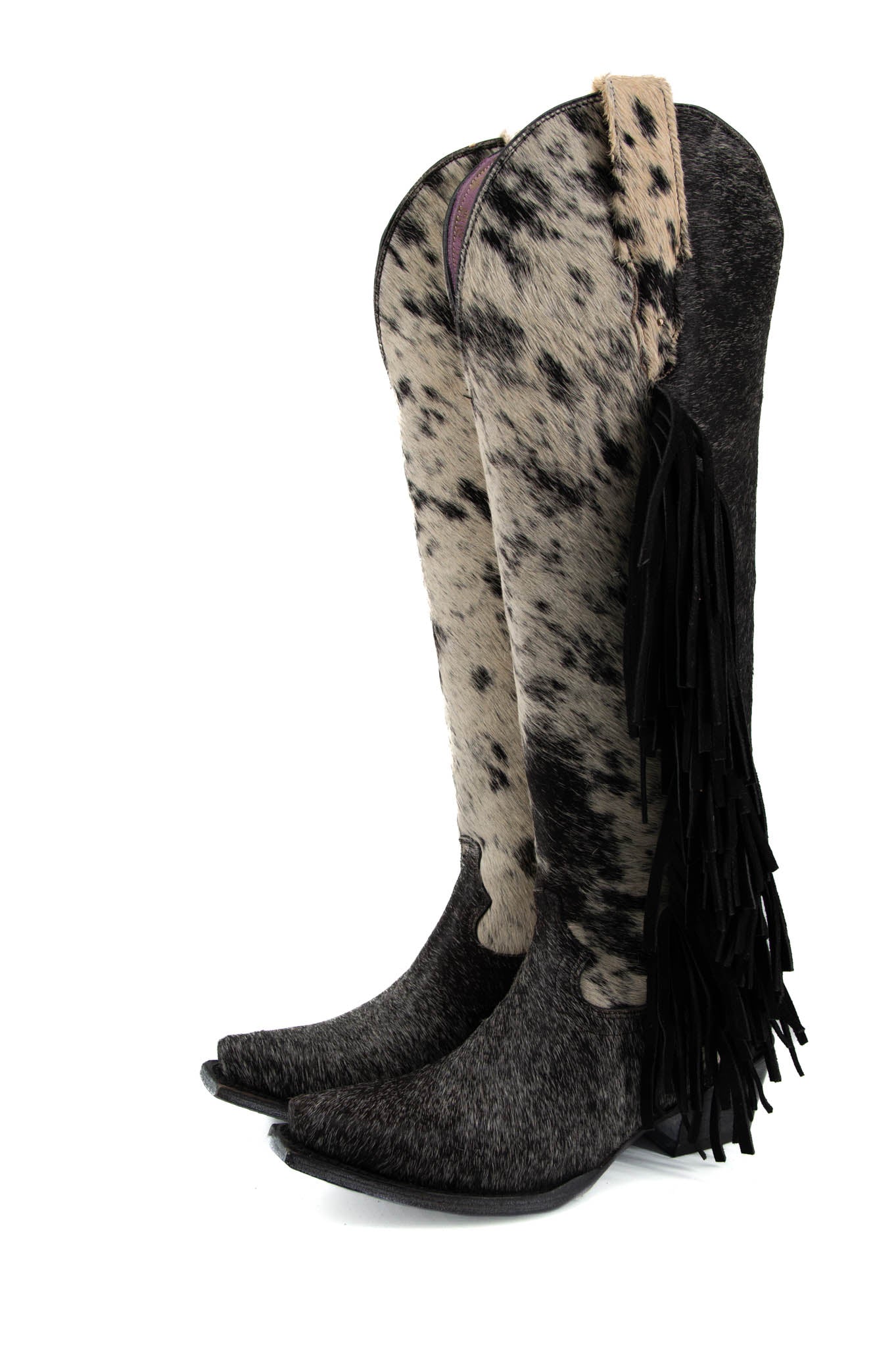 Pelo de Vaca Tall Fringe Cowhide Boot Size 6 Box 4A